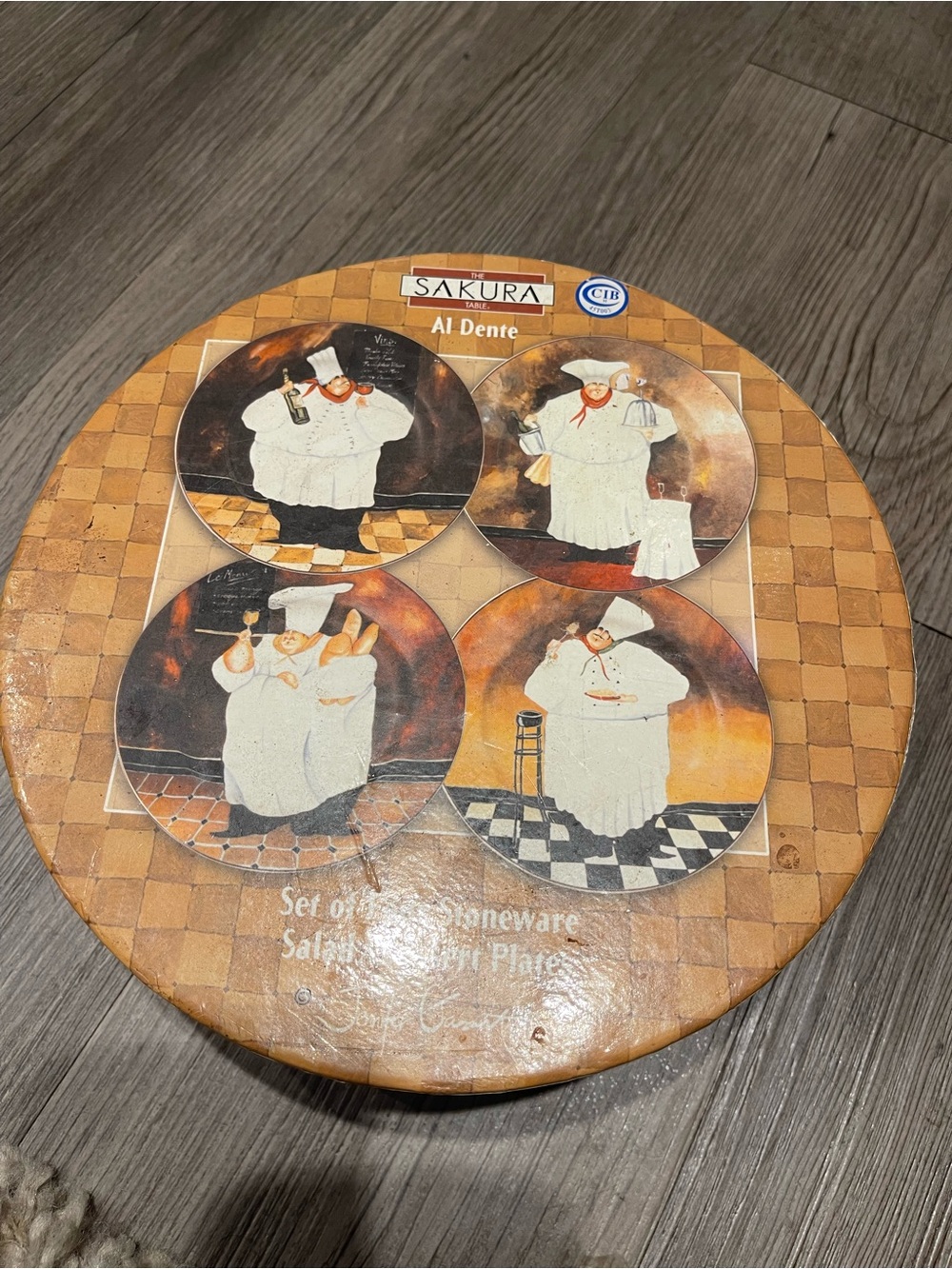 Sakura Al Dente Decorative Chef Stoneware Plate Set - Brown